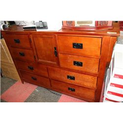 WOOD DRESSER W/8 DRAWERS AND 1 CABINET