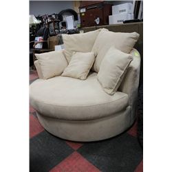 BEIGE MICROFIBRE CHAIR AND A HALF