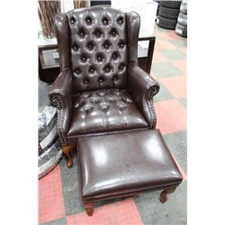 NEW CHOCOLATE BROWN LEATHERETTE WING BACK CHAIR