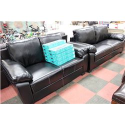 NEW BLACK LEATHERETTE SOFA W LOVE SEAT
