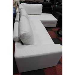 WHITE LEATHERETTE 'L' SHAPED SECTIONAL