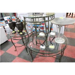 SHOWHOME METAL AND GLASS 3 PC COFFEE TABLE SET
