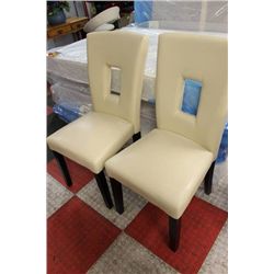 PAIR OF WHITE LEATHERETTE SIDECHAIRS