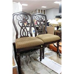 PAIR OF SOLID WOOD FABRIC SIDECHAIRS