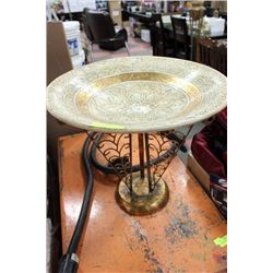 GOLD TRIMMED ETCHED FRUIT BOWL CENTERPIECE
