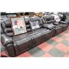 Image 1 : NEW CHOCOLATE BROWN LEATHER RECLINING SOFA W