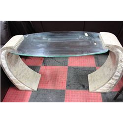 STONE AND GLASS SOFA TABLE