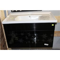 6480 FLORAL FLOATING BATHROOM VANITY W CERAMIC