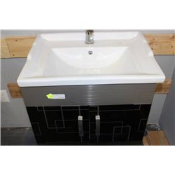 BLACK AND SILVER FLOATING BATHROOM VANITY W/SINK