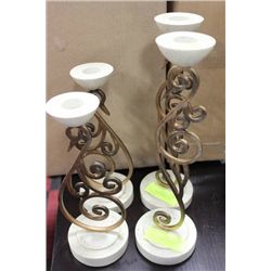 SET OF 4 IRON BIRD DESIGN CANDLE HOLDERS