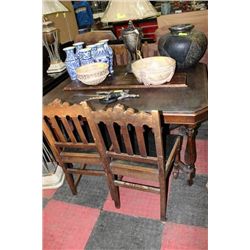 EDWARDIAN TABLE AND CHAIRS