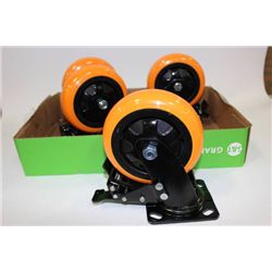 FLAT OF 4 COMMERCIAL CASTORS