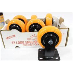 FLAT OF 6 COMMERCIAL CASTORS