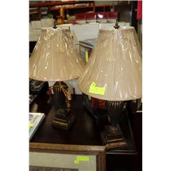 PAIR OF SHOWHOME LAMPS BROWN FINISH