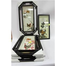 STACK OF 5 FRAMED BUTTERFLIES