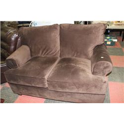 BROWN FABRIC LOVE SEAT