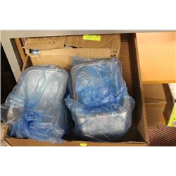 BOX OF METAL FOOD TRAYS