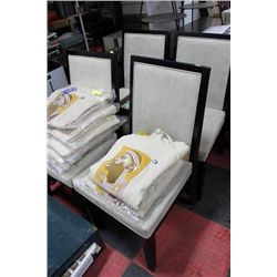 SET OF 4 WOOD AND FABRIC SIDECHAIRS