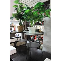 SET OF 2 METAL AND GLASS END TABLES W 2