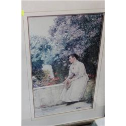LARGE PRINT W/ LADY SITTING