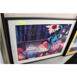 BLUE TEAPOT W/ FLOWER VASE PRINT - R. NADEAU