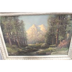 FOREST SCENE OIL ON CANVAS