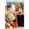 Image 1 : LARGE BOX W/ 6 RED GOBLETS, PLUSH ORNAMENTS,