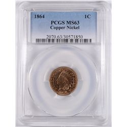 1864 COPPER NICKEL INDIAN CENT PCGS MS-63