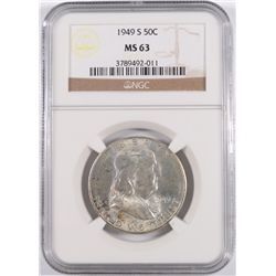 1949-S FRANKLIN HALF DOLLAR, NGC  MS-63  KEY DATE!