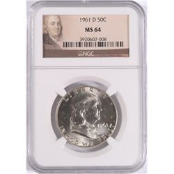 1961-D FRANKLIN HALF DOLLAR, NGC MS-64
