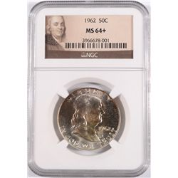 1962 FRANKLIN HALF DOLLAR, NGC MS-64+
