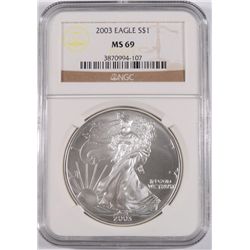 2003 AMERICAN SILVER EAGLE, NGC MS-69