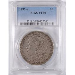 1892-S MORGAN DOLLAR PCGS VF-30