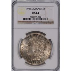 1921 MORGAN DOLLAR NGC MS-64