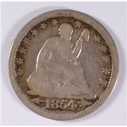 1854 SEATED QUARTER VF