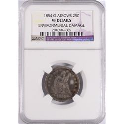 1854-O SEATED QUARTER NGC VF DETAILS