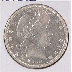 1909-D BARBER QUARTER AU-58