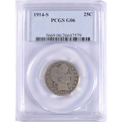 1914-S BARBER QUARTER PCGS GOOD-6