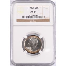 1935-S WASHINGTON QUARTER NGC MS-64