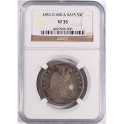 1853-O SEATED HALF DOLLAR NGC VF-35