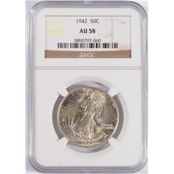 1942 WALKING LIBERTY HALF DOLLAR NGC AU-58