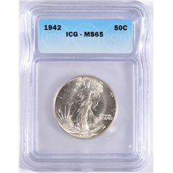 1942 WALKING LIBERTY HALF DOLLAR ICG MS-65