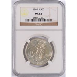 1942-S WALKING LIBERTY HALF DOLLAR NGC MS-63