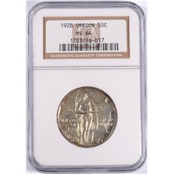 1928 OREGON TRAIL COMMEN HALF DOLLAR NGC MS-64