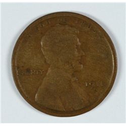 1911-S LINCOLN CENT G/VG