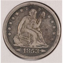 1853 SEATED QUARTER F/VF