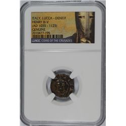 (AD 1035-1125) ITALY, LUCCA-DENIER (HENERY III-V) NGC GENUINE