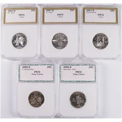 (5) SILVER PROOF SLABBED STATEHOOD QUARTERS (SC, NH, NY, RI, VT)