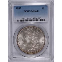 1887 MORGAN DOLLAR PCGS MS-64+