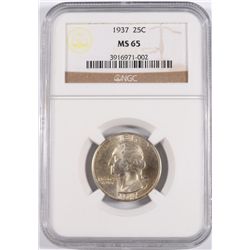 1937 WASHINGTON QUARTER, NGC MS-65